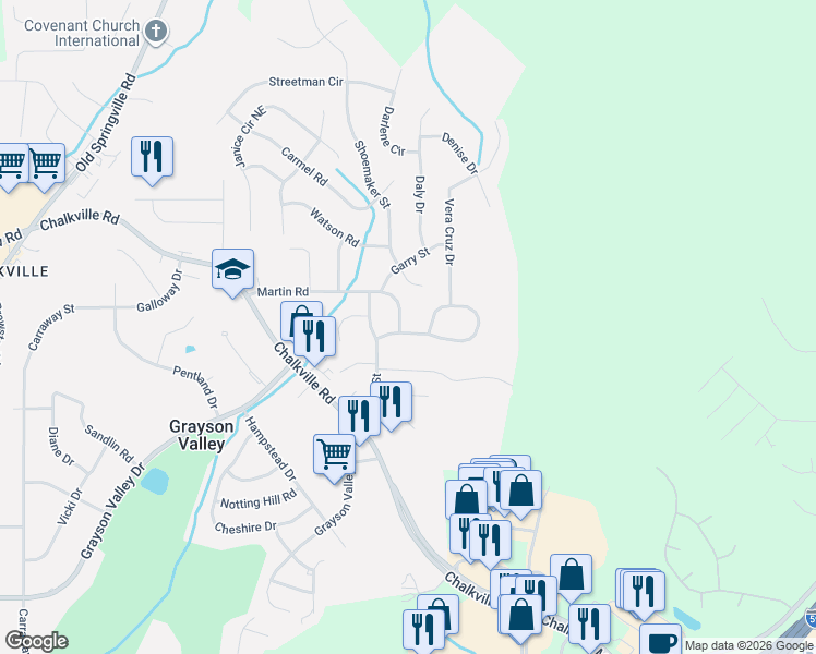 map of restaurants, bars, coffee shops, grocery stores, and more near 2617 Laburnum Drive in Birmingham