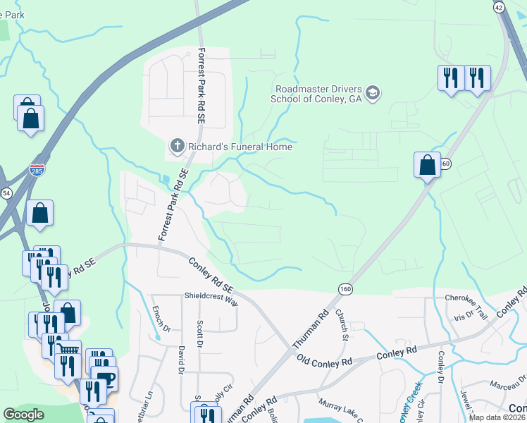 map of restaurants, bars, coffee shops, grocery stores, and more near 1200 Erica Way Southeast in Atlanta