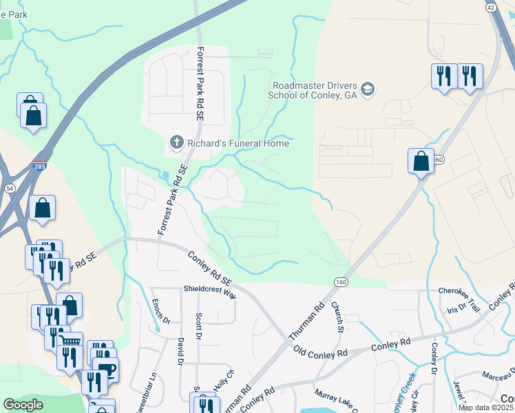 map of restaurants, bars, coffee shops, grocery stores, and more near 1196 Erica Way Southeast in Atlanta