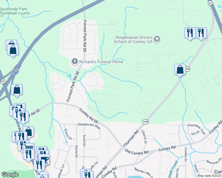 map of restaurants, bars, coffee shops, grocery stores, and more near 1200 Erica Way Southeast in Atlanta