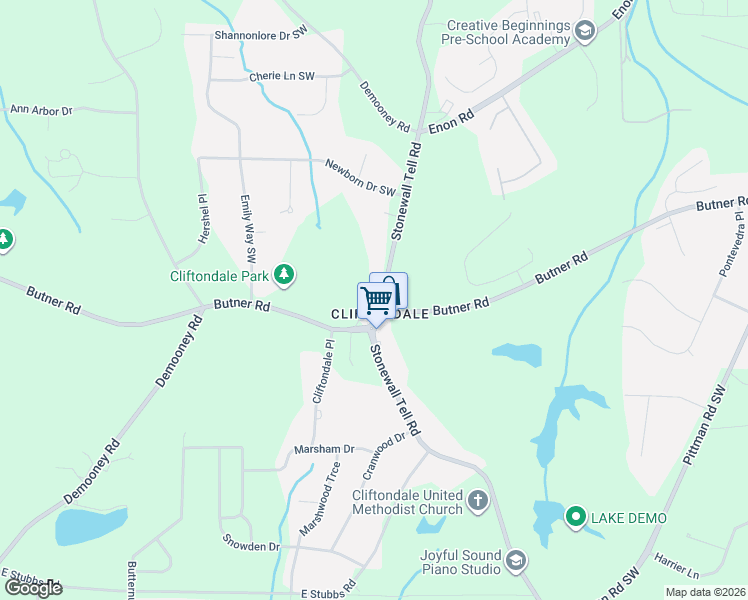 map of restaurants, bars, coffee shops, grocery stores, and more near 3813 Stonewall Tell Road in Atlanta