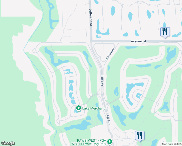 map of restaurants, bars, coffee shops, grocery stores, and more near 54612 Shoal Creek in La Quinta