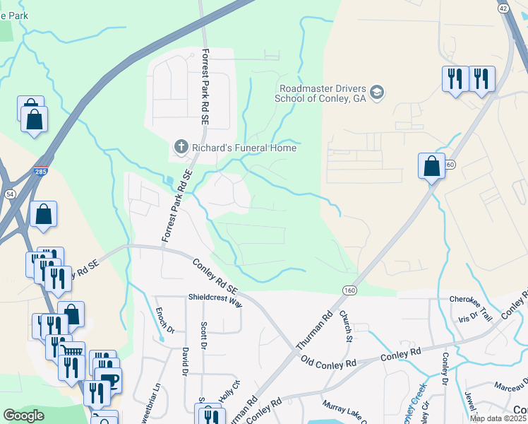 map of restaurants, bars, coffee shops, grocery stores, and more near 1196 Erica Way Southeast in Atlanta