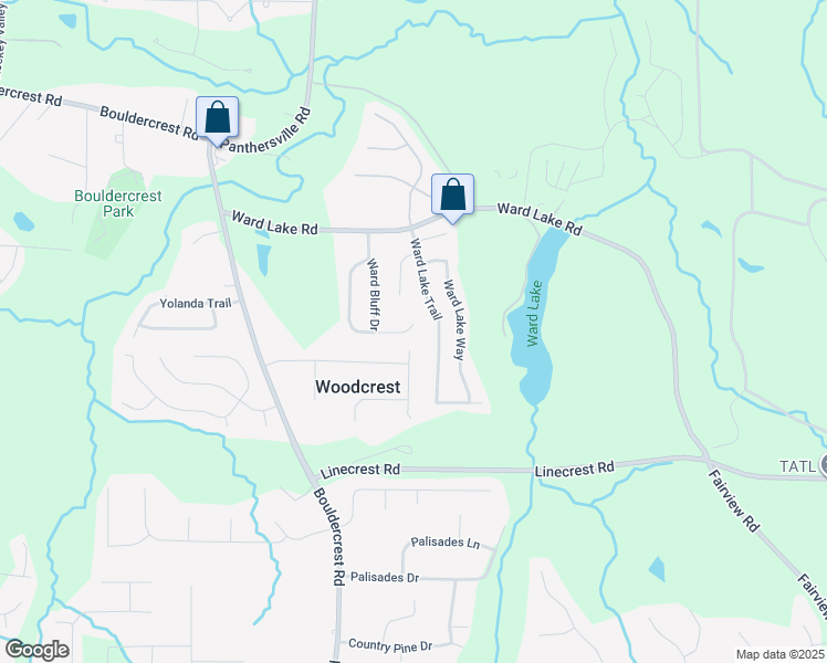 map of restaurants, bars, coffee shops, grocery stores, and more near 4399 Ward Bluff Court in Ellenwood