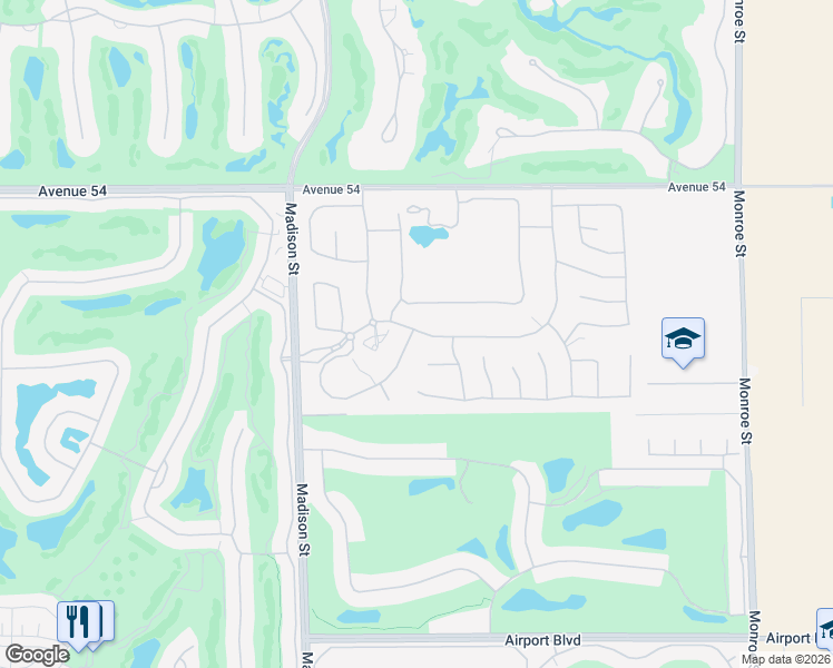 map of restaurants, bars, coffee shops, grocery stores, and more near 54555 Seattle Slew Way in La Quinta