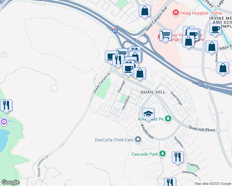 map of restaurants, bars, coffee shops, grocery stores, and more near 80 Stepping Stone in Irvine