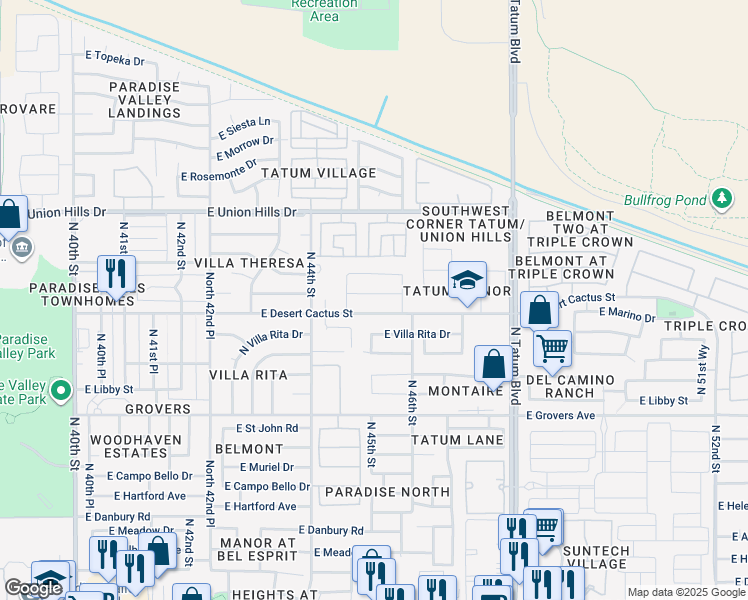 map of restaurants, bars, coffee shops, grocery stores, and more near 4514 East Villa Maria Drive in Phoenix