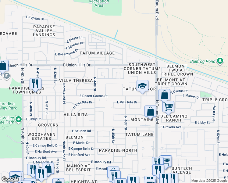 map of restaurants, bars, coffee shops, grocery stores, and more near 4514 East Villa Maria Drive in Phoenix