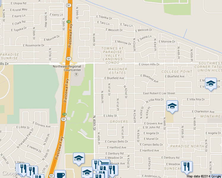 map of restaurants, bars, coffee shops, grocery stores, and more near 18226 North 41st Street in Phoenix