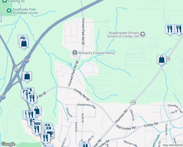 map of restaurants, bars, coffee shops, grocery stores, and more near 1170 Rigby Court Southeast in Atlanta