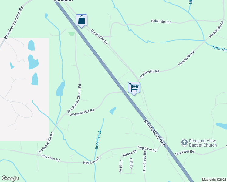 map of restaurants, bars, coffee shops, grocery stores, and more near 43 West Mandeville Road in Carrollton