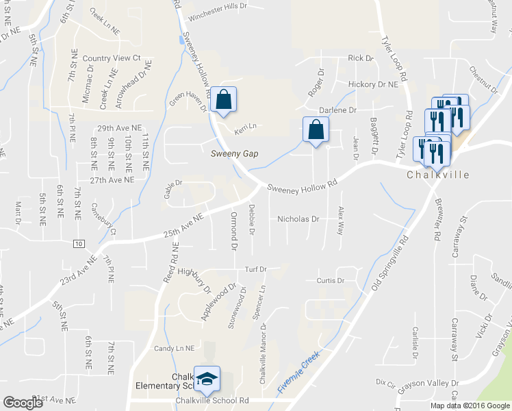map of restaurants, bars, coffee shops, grocery stores, and more near 1016 County Road 10 in Birmingham
