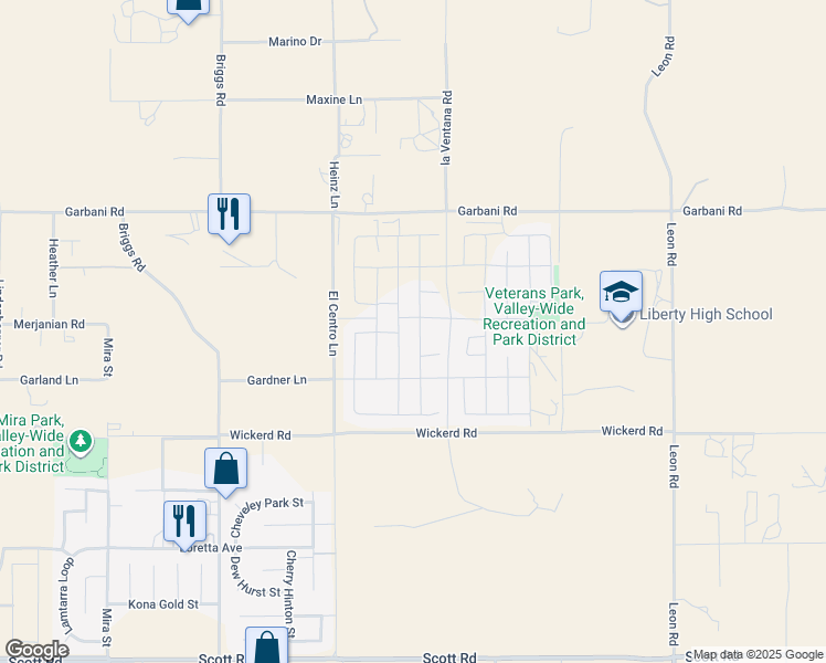map of restaurants, bars, coffee shops, grocery stores, and more near 32359 Peters Street in Menifee