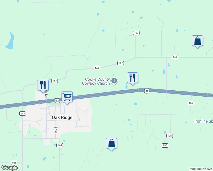 map of restaurants, bars, coffee shops, grocery stores, and more near 8059 U.S. 82 in Gainesville