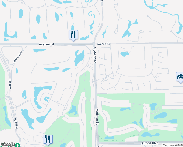 map of restaurants, bars, coffee shops, grocery stores, and more near 54475 Winged Foot in La Quinta