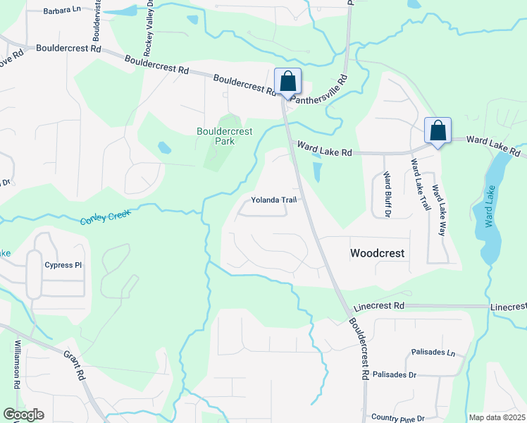 map of restaurants, bars, coffee shops, grocery stores, and more near 2489 Yolanda Trail in Ellenwood