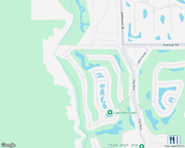 map of restaurants, bars, coffee shops, grocery stores, and more near 54741 Firestone in La Quinta
