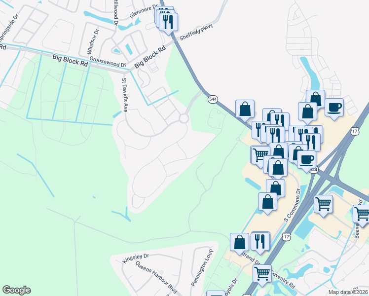map of restaurants, bars, coffee shops, grocery stores, and more near 1013 Parsons Pond Drive in Myrtle Beach