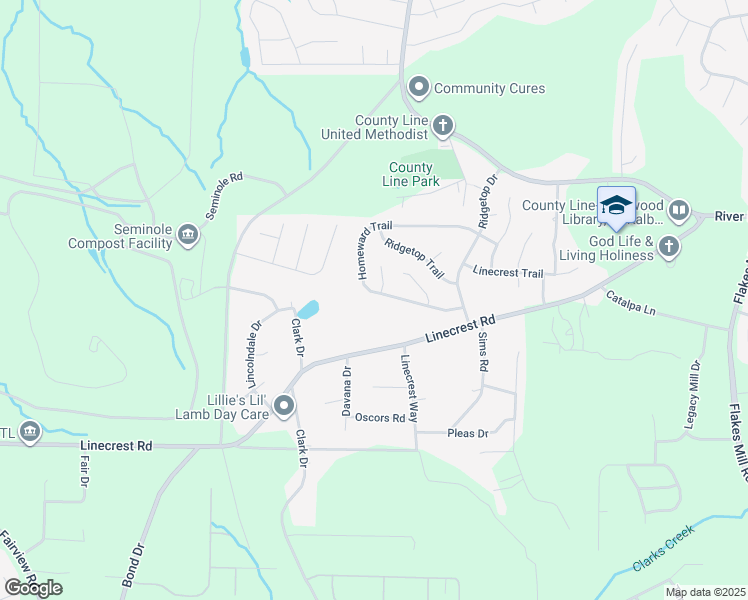 map of restaurants, bars, coffee shops, grocery stores, and more near 3370 Homeward Trail in Ellenwood