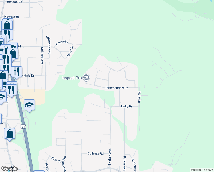 map of restaurants, bars, coffee shops, grocery stores, and more near 880 Pinemeadow Drive in Gardendale