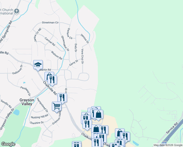map of restaurants, bars, coffee shops, grocery stores, and more near 2669 Laburnum Drive in Birmingham
