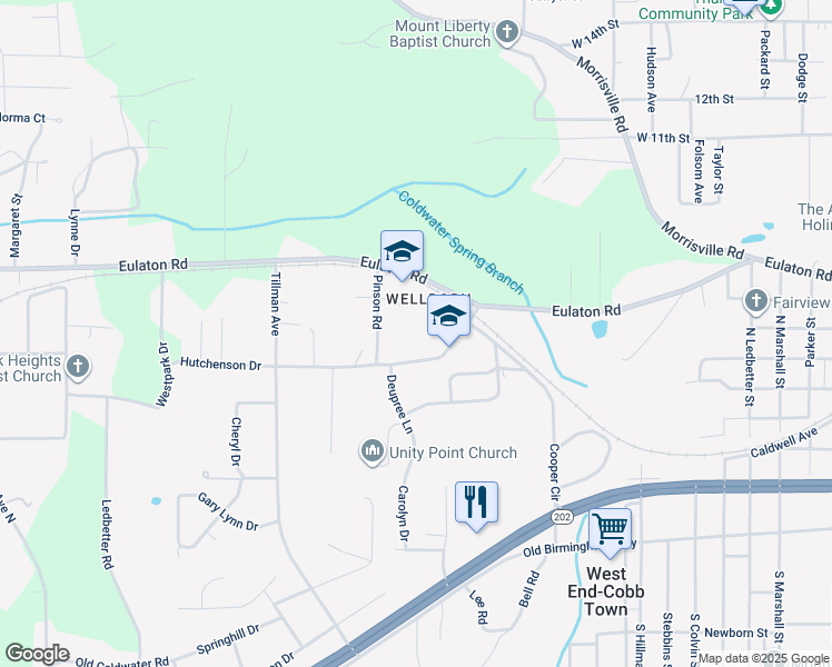 map of restaurants, bars, coffee shops, grocery stores, and more near 135 Pinson Road in Anniston
