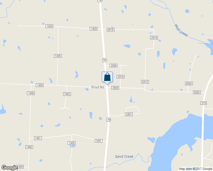 map of restaurants, bars, coffee shops, grocery stores, and more near 3780 Texas 78 in Bonham