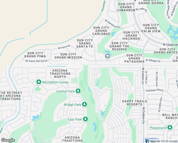 map of restaurants, bars, coffee shops, grocery stores, and more near 18448 North Prairie Dog in Surprise