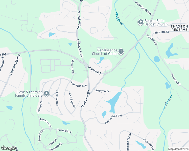 map of restaurants, bars, coffee shops, grocery stores, and more near 3780 Union Road Southwest in College Park