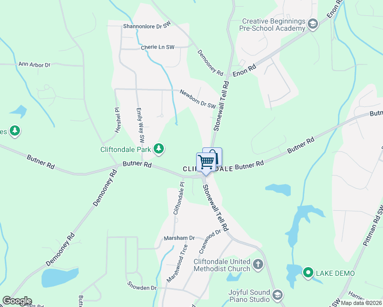map of restaurants, bars, coffee shops, grocery stores, and more near 3813 Stonewall Tell Road in Atlanta