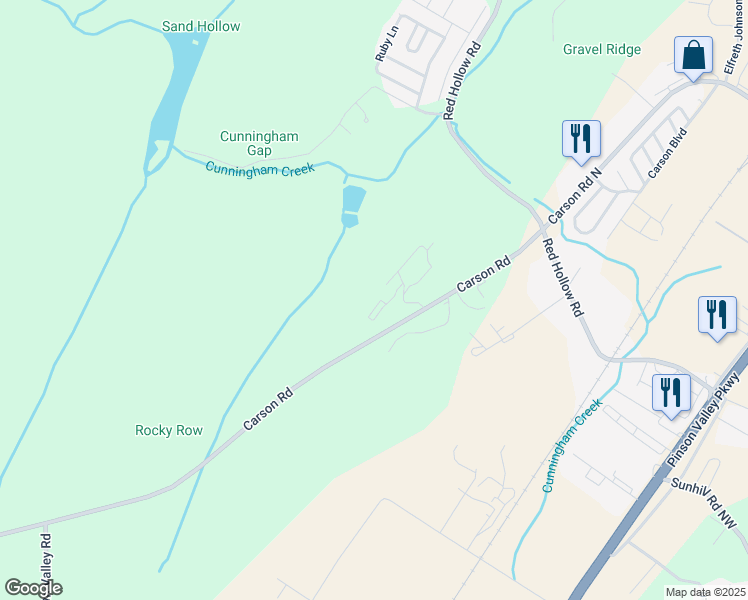 map of restaurants, bars, coffee shops, grocery stores, and more near 105 Candy Mountain Road in Birmingham