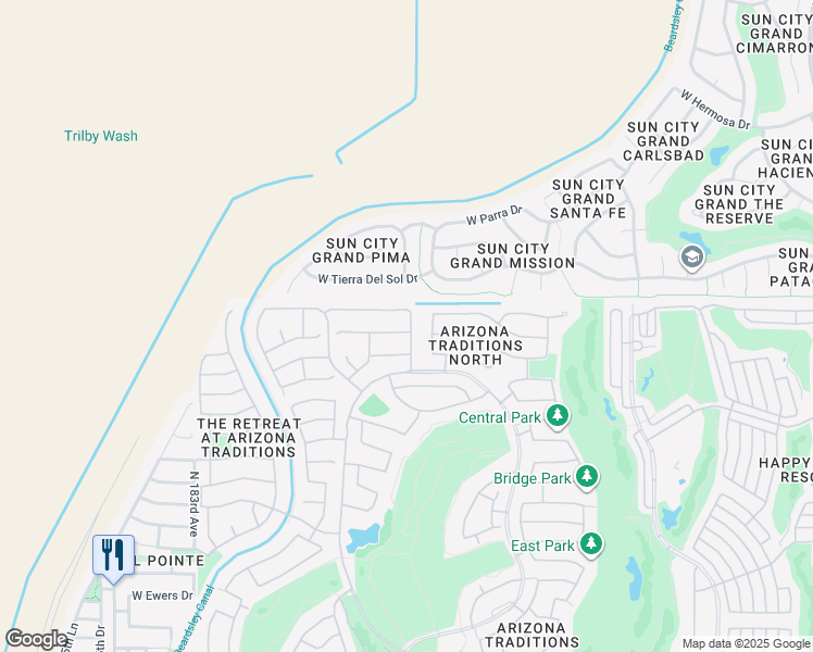 map of restaurants, bars, coffee shops, grocery stores, and more near 17918 W Camino Real Dr in Surprise