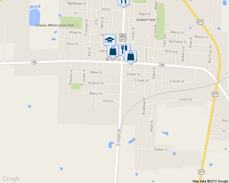 map of restaurants, bars, coffee shops, grocery stores, and more near 309 S Union St in Whitesboro