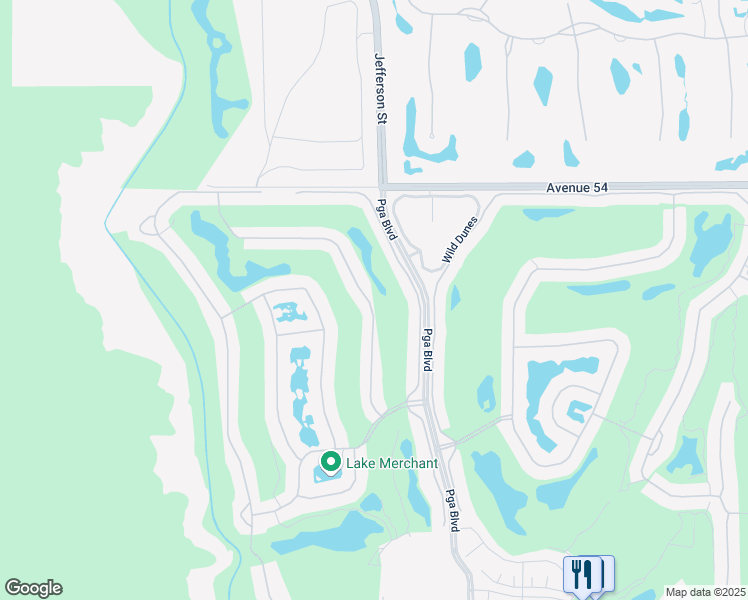 map of restaurants, bars, coffee shops, grocery stores, and more near 54744 Shoal Creek in La Quinta
