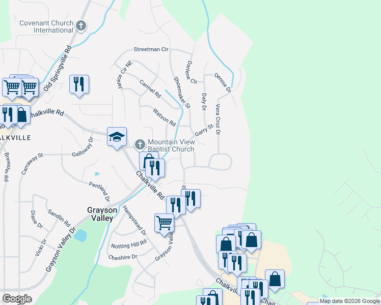map of restaurants, bars, coffee shops, grocery stores, and more near 2595 Wright Street in Birmingham