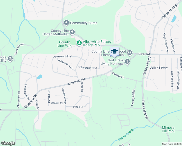 map of restaurants, bars, coffee shops, grocery stores, and more near 4320 Catalpa Court in Ellenwood