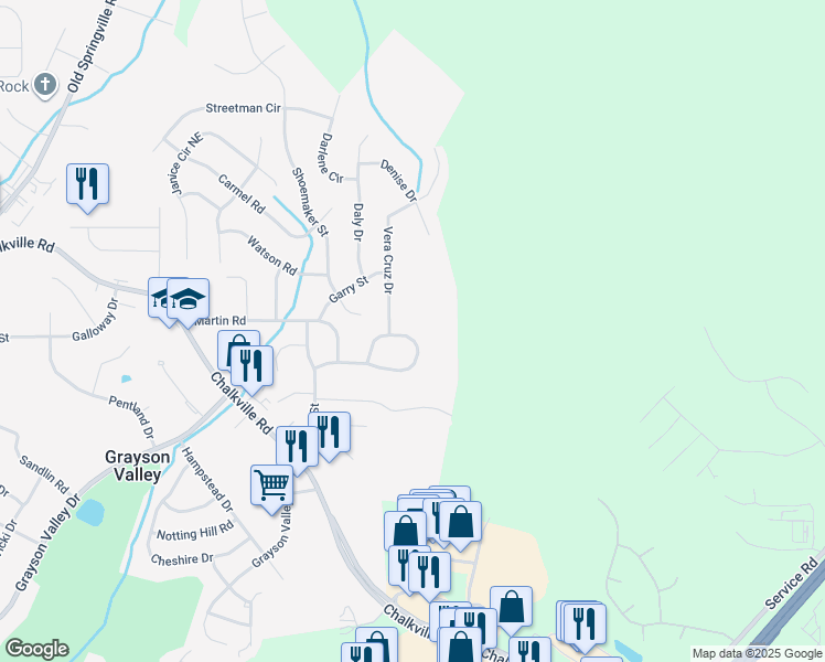 map of restaurants, bars, coffee shops, grocery stores, and more near 2677 Laburnum Drive in Birmingham