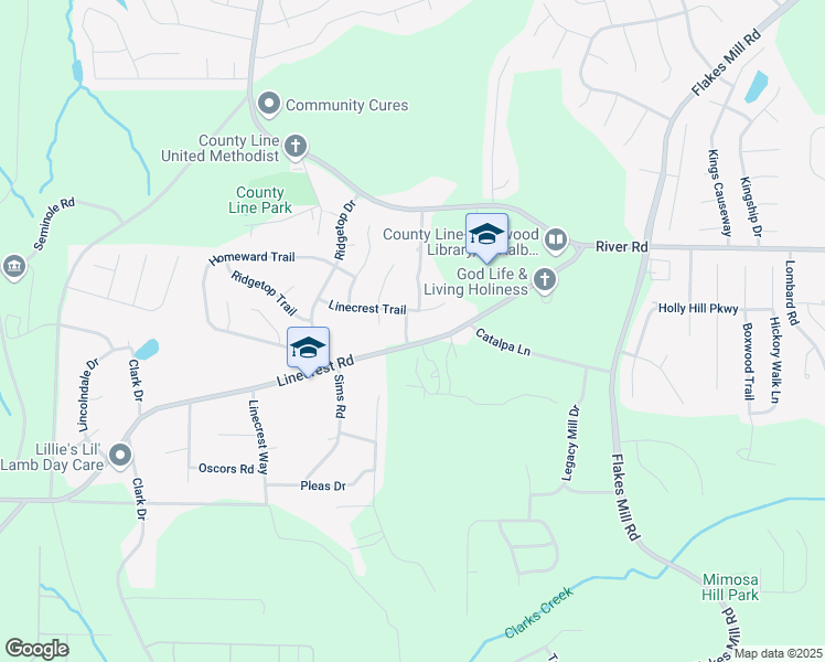 map of restaurants, bars, coffee shops, grocery stores, and more near 4320 Catalpa Way in Ellenwood