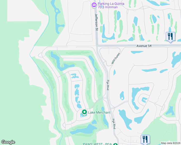 map of restaurants, bars, coffee shops, grocery stores, and more near 54623 Shoal Creek in La Quinta