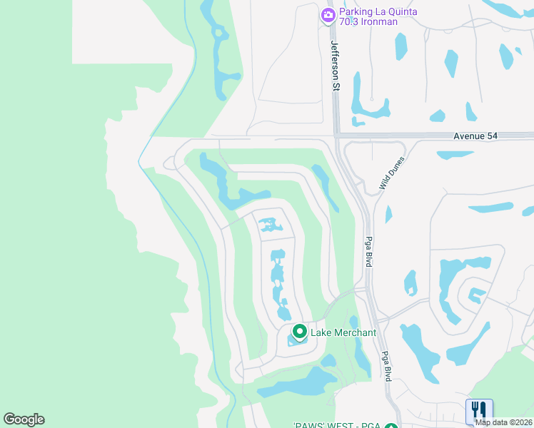 map of restaurants, bars, coffee shops, grocery stores, and more near 54529 Tanglewood in La Quinta