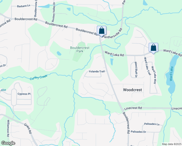 map of restaurants, bars, coffee shops, grocery stores, and more near 2489 Yolanda Trail in Ellenwood