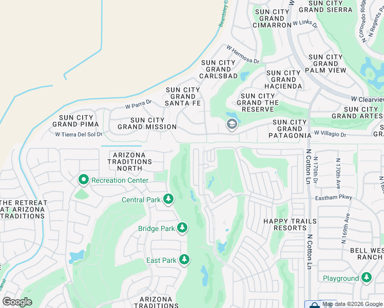 map of restaurants, bars, coffee shops, grocery stores, and more near 18448 North Prairie Dog in Surprise