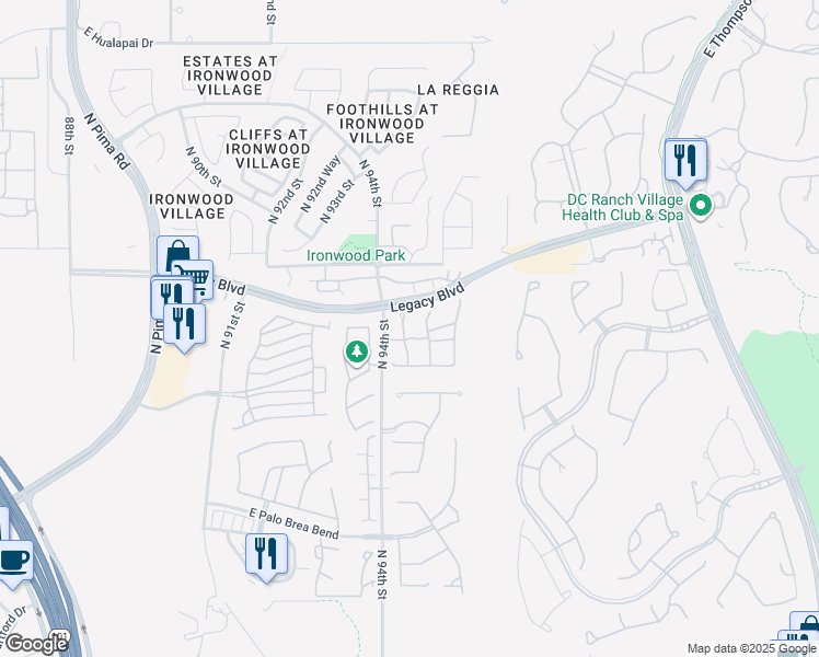 map of restaurants, bars, coffee shops, grocery stores, and more near 18381 North 94th Place in Scottsdale