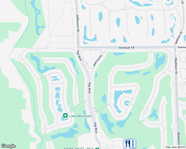 map of restaurants, bars, coffee shops, grocery stores, and more near 54612 Oaktree in La Quinta