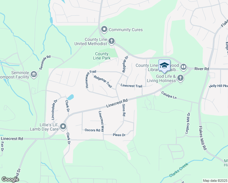 map of restaurants, bars, coffee shops, grocery stores, and more near 4323 Ridgetop Drive in Ellenwood