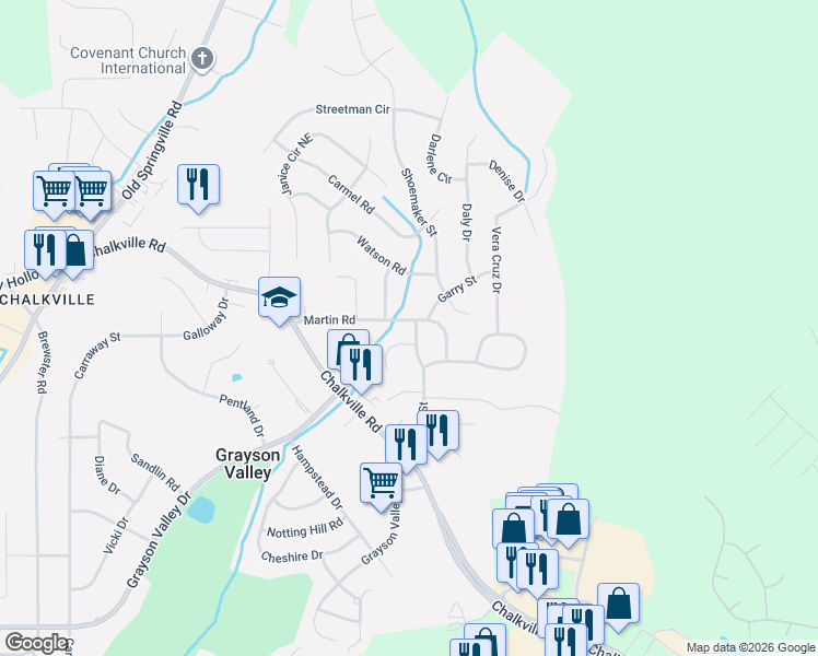 map of restaurants, bars, coffee shops, grocery stores, and more near 2595 Wright Street in Birmingham