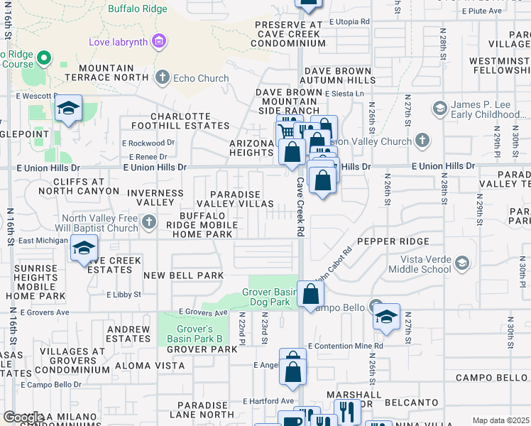 map of restaurants, bars, coffee shops, grocery stores, and more near 2226 East Michigan Avenue in Phoenix
