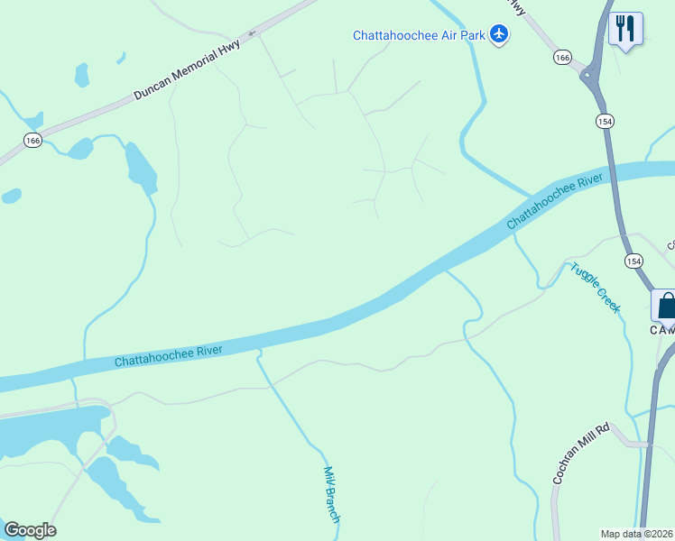 map of restaurants, bars, coffee shops, grocery stores, and more near 3451 Olde River Road in Douglasville