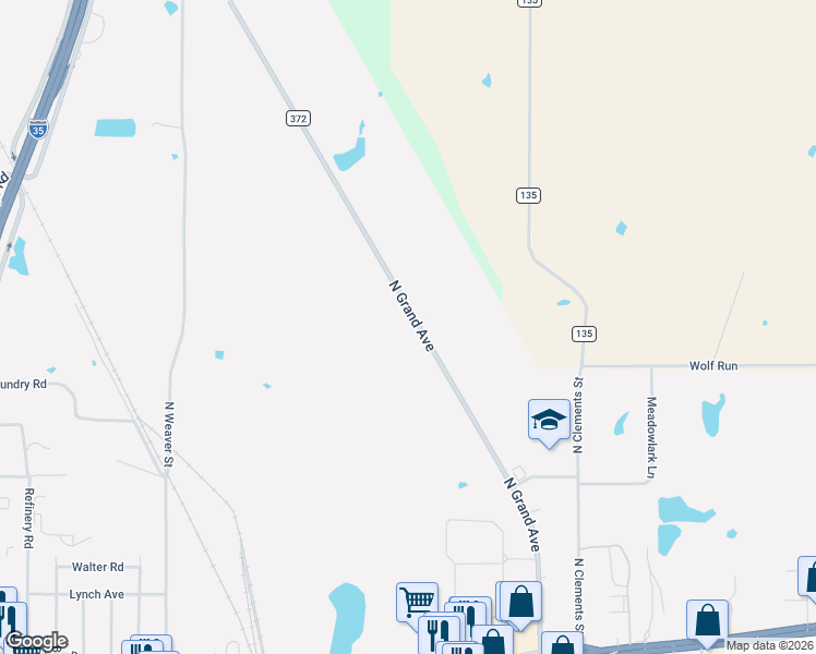 map of restaurants, bars, coffee shops, grocery stores, and more near 2501 North Grand Avenue in Gainesville