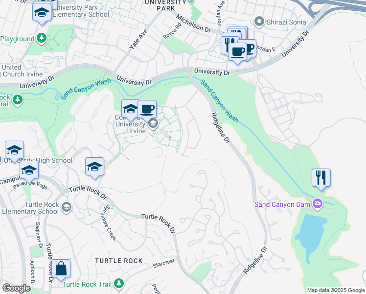 map of restaurants, bars, coffee shops, grocery stores, and more near 5 Blessing in Irvine